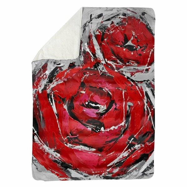 Begin Home Decor 60 x 80 in. Abstract Red Roses-Sherpa Fleece Blanket 5545-6080-FL29